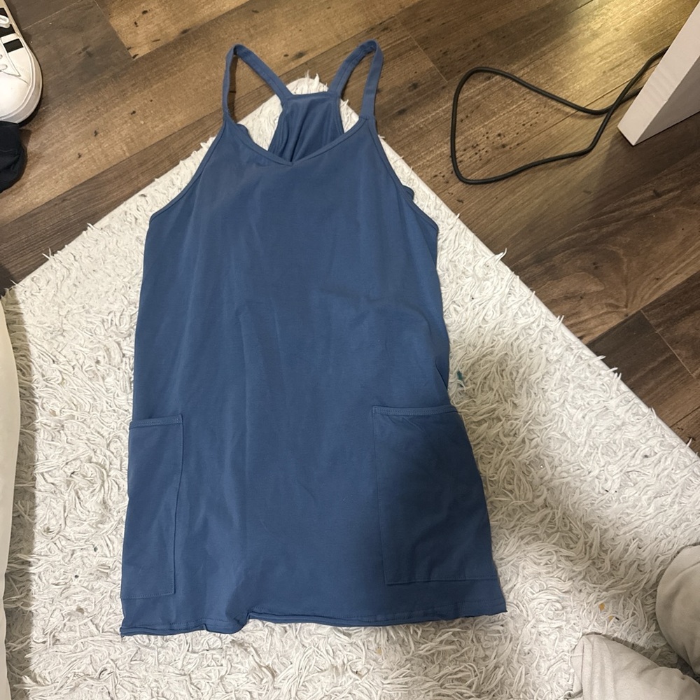 AthleticBlue Sleeveless Dress with Pockets